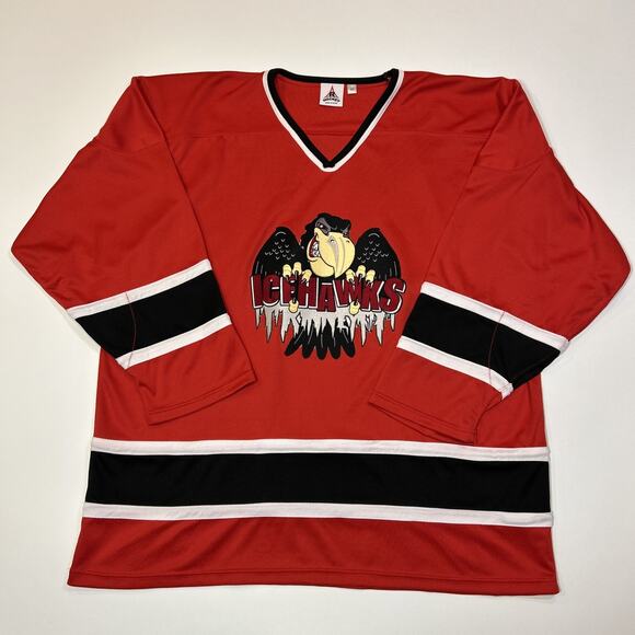 Vintage Port Huron Ice Hawks Hockey Jersey Mens Size 56 XXL 2XL Red 007 R Hockey - Picture 1 of 14